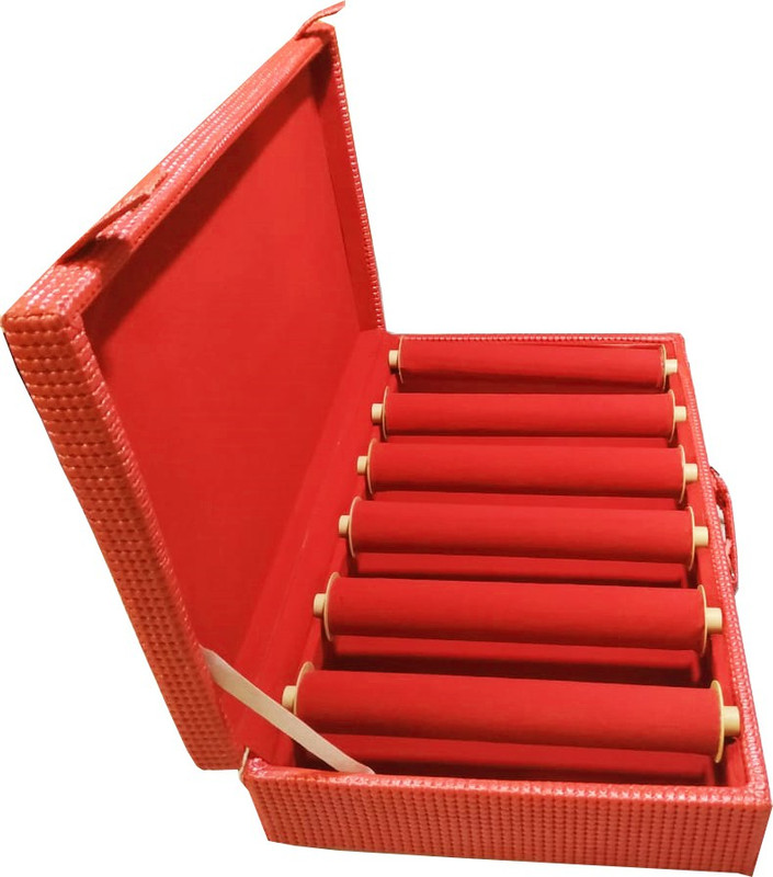 phoenixfaso 6 roll rod storage wooden cloth bangle box jewellery box for keeping bangles vanity box Vanity Box(Red)