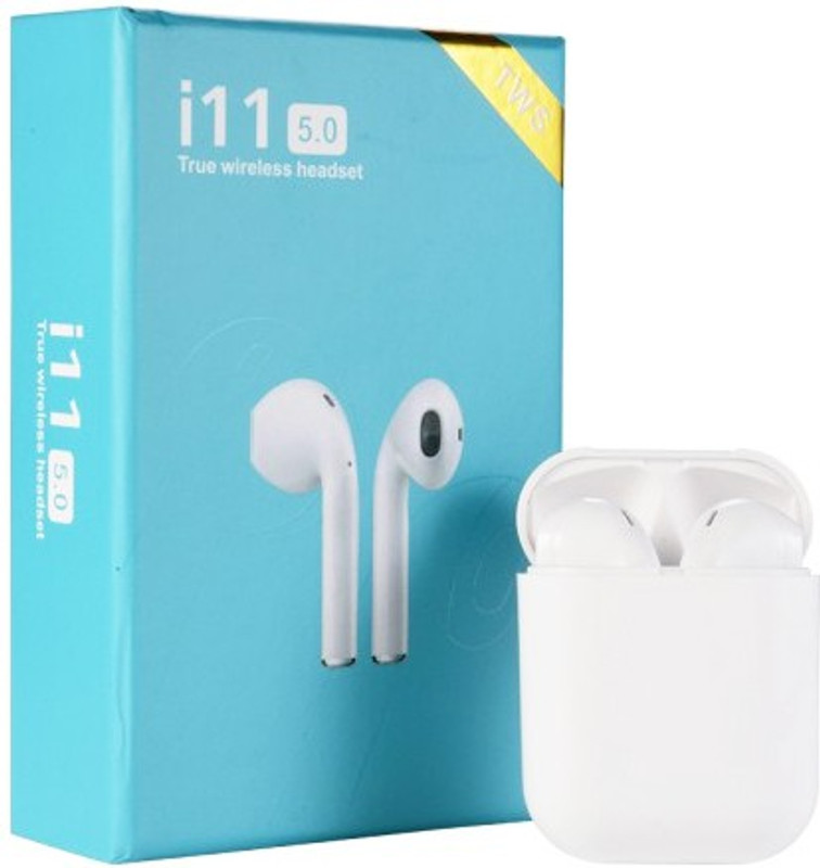 rich hood 11 TWS True Wireless Earphone with Portable headset Android/iOS Bluetooth Headset with Mic(White, Over the Ear)