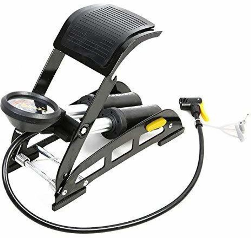 Harvic Aluminium Body Double Barrel High Pressure Air Foot Pump Car, Bicycle Pump(Black)