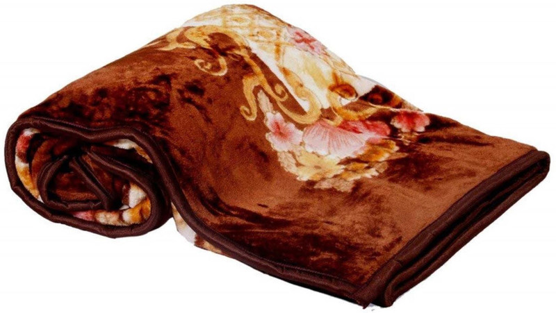 indcrown Floral Double Mink Blanket(Microfiber, Multicolor)