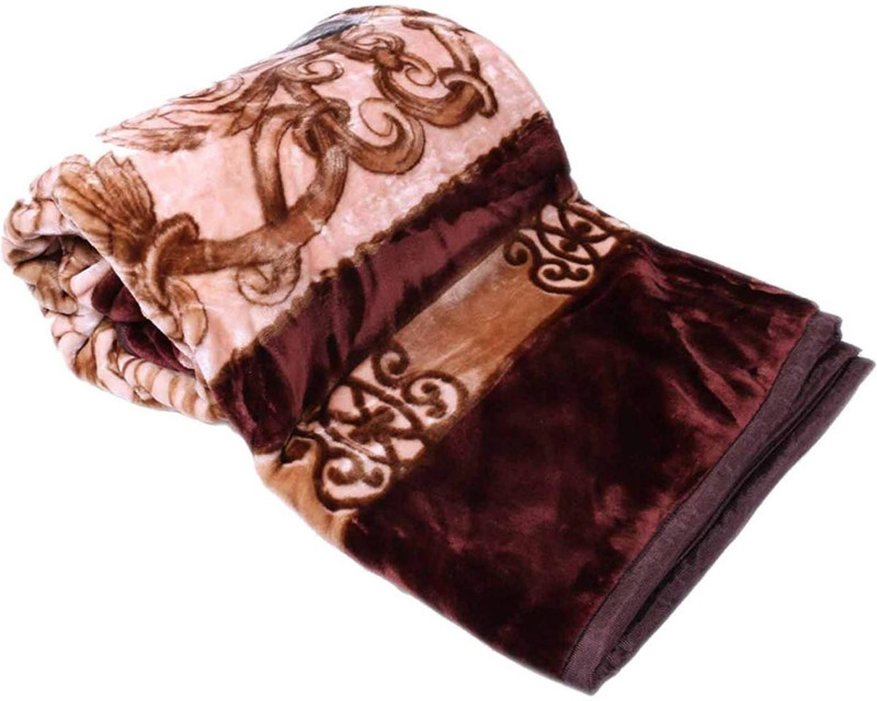 indcrown Floral Double Mink Blanket(Microfiber, Multicolor)
