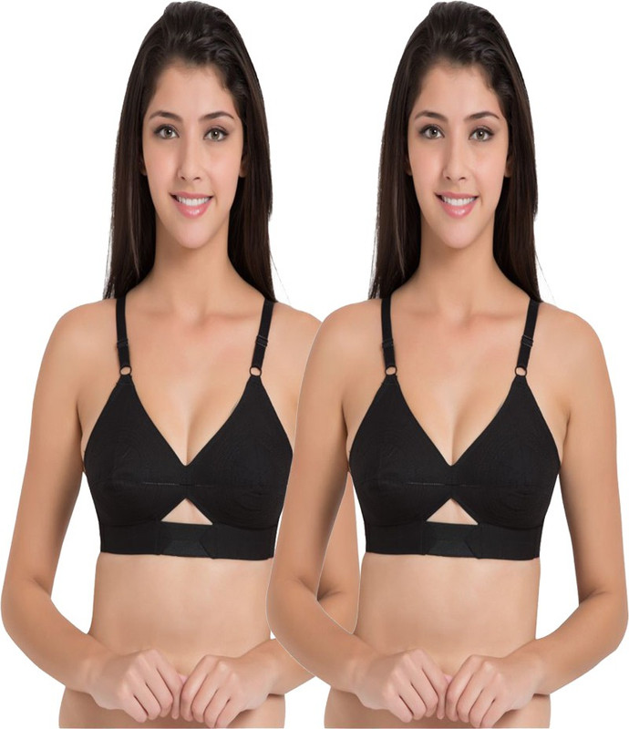 gudlu bygudlu premium Women T-Shirt Non Padded Bra(Black)