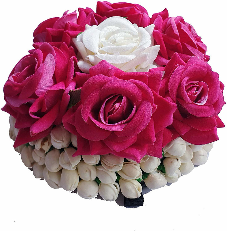mp craft Flowers Wedding Hair Gajra Hair Accessory Set, Braid Extension(White, Pink)