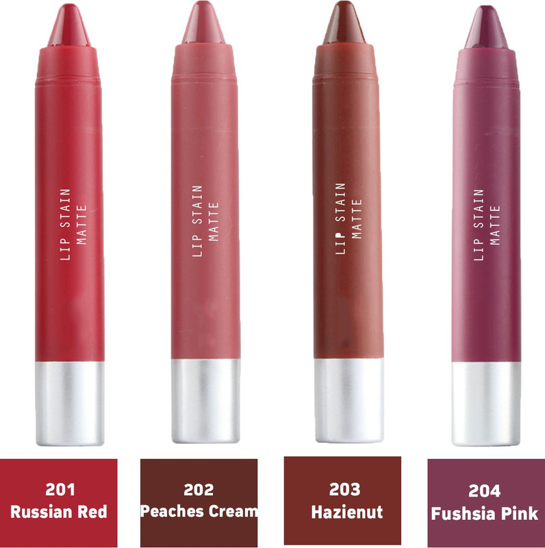 estrelo Set 4 Enrich Lip Crayon(Russian-Red,Peaches-Cream,Hazienut,Fushsia-Pink, 18.16 g)