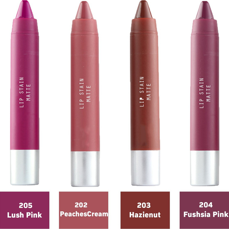 estrelo Set 4 Enrich Lip Crayon(Lush-Pink,Peaches-Cream,Hazienut,Fushsia-Pink, 18.16 g)