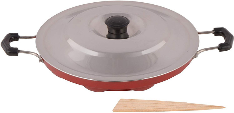 wrypro Proper 12 Cavity Appam Maker Paniyarakkal (Aluminium, Non-stick) Paniarakkal with Lid(Aluminium, Non-stick)
