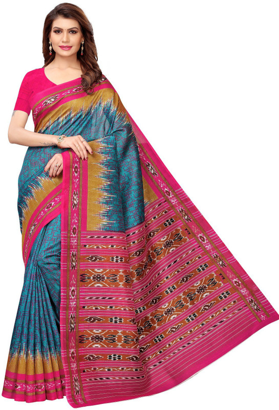 fashion turner Printed Bhagalpuri Art Silk Saree(Multicolor)