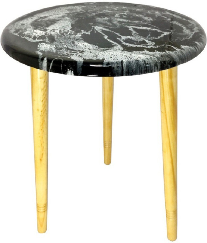 wood art india Solid Wood Bedside Table(Finish Color - GLOSSY MARBLE FINISH)