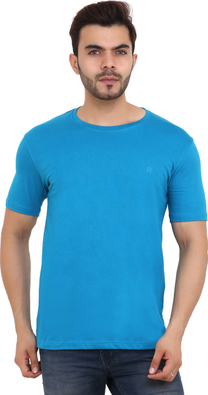 fuselage Solid Men & Women Round Neck Light Blue T-Shirt
