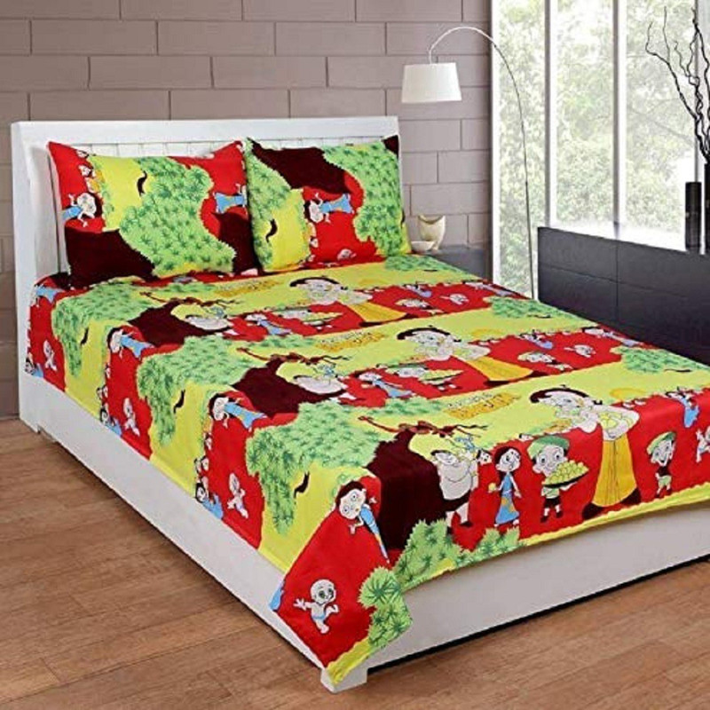 pitit custon 150 TC Polycotton Double Printed Bedsheet(Pack of 1, Multicolor)