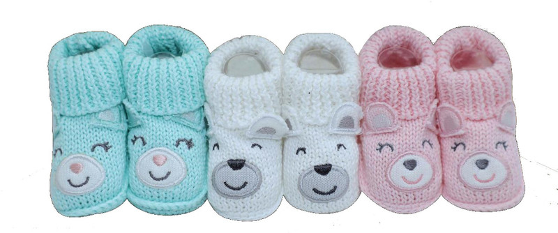 lillypupp Booties(Toe to Heel Length - 5 cm, White, Green, Pink)