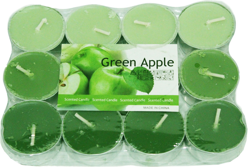 eastern club Tea Light Wax Candle Candle(Green, Pack of 12)