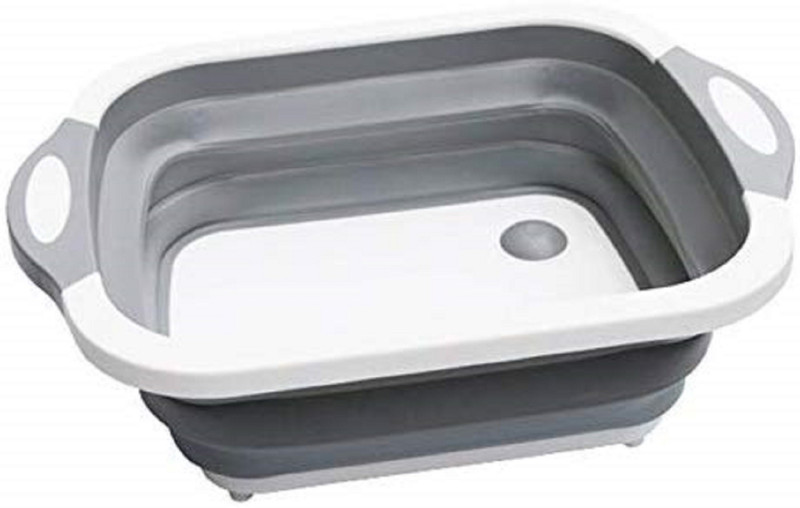 jamunesh Portable Kitchen Collapsible Dish Tub/Cutting Board/Washing Basin/Drying Rack/Vegetable Basket/Wash Strainer with Integrated Draining Plug, Space Saving 3 in 1 Multifunction Multipurpose Kit (Pack of 1) Plastic Cutting Board(Multicolor Pack of 1)