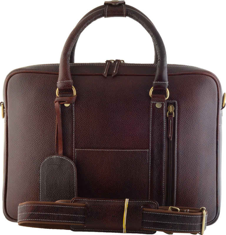 modfrill Messenger leather laptop bag Medium Briefcase - For Men & Women(Bown)