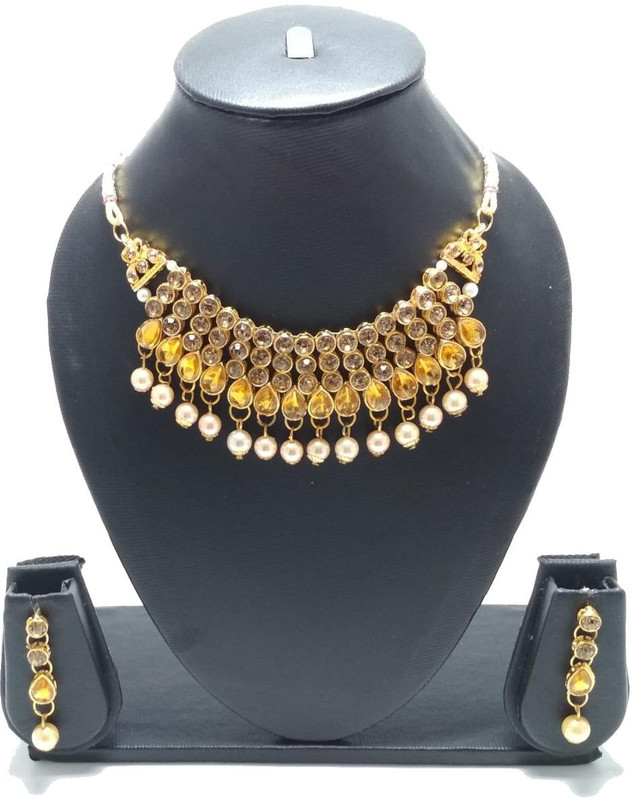 velle Metal Jewel Set(White, Gold)