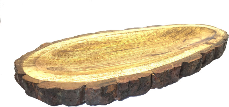 dru arts Bark Platter ( Oval Shape ) Wooden Tray