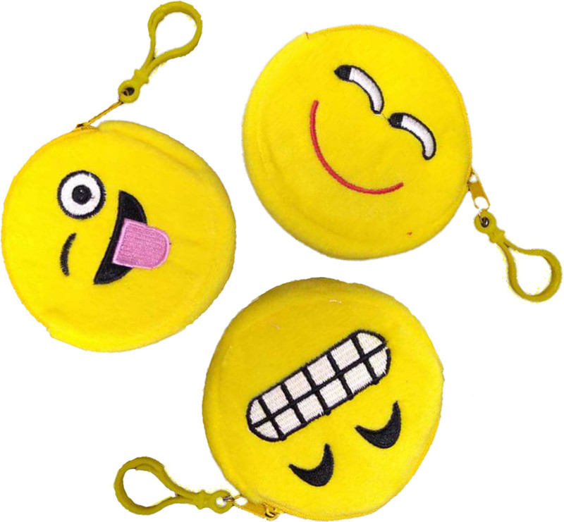 Tickles Soft Smiley Naughty Emoticon Coin Pouch Purse Set of 3 Coin Purse(Pack of 3)