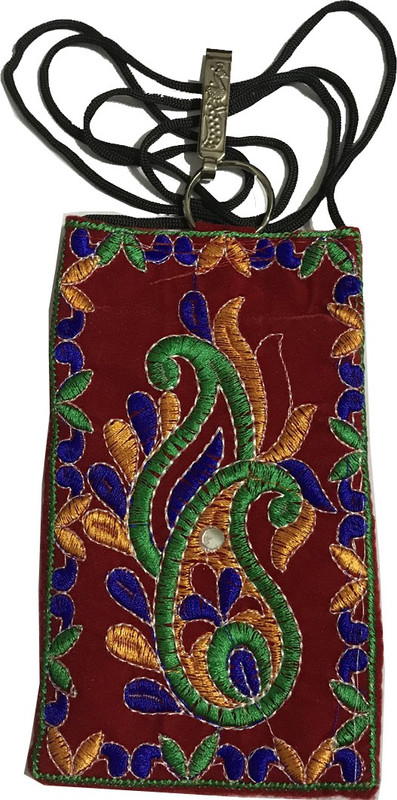 janvifashionflower Red Embroidered Work Mobile Pouch(Red)