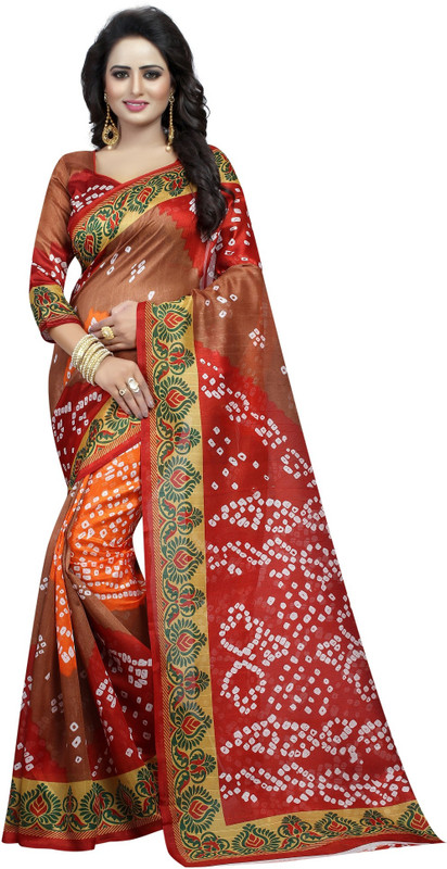 fashion turner Printed Bhagalpuri Art Silk Saree(Multicolor)