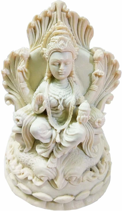 salvusappsolutions Stunning Hand Crafted Marble Dust Goddess Maa Laxmi Statue (White, Standard Size) Decorative Showpiece  -  16 cm(Marble, Ceramic, Clay, White)