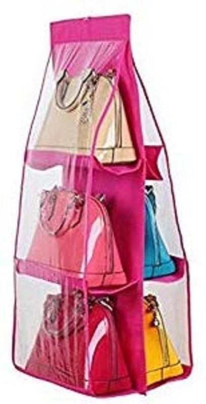 shop for living 6 Pocket PVC Storage Bag Organizer Hanging Bags Closet Organizer PINK 2(Pink)
