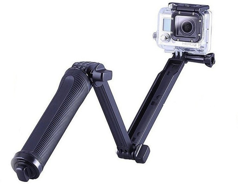 Smiledrive 3 in 1 Adjustable Selfie Stick Extension arm, Camera Grip and Tripod - A Multipurpose Action Camera Mount Tripod(Black, Supports Up to 1000 g)