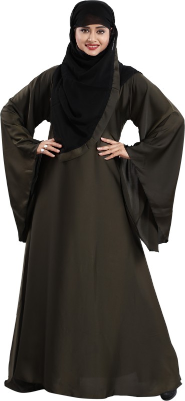 TUCUTE DN-411 Chiffon Solid Burqa With Hijab(Green)