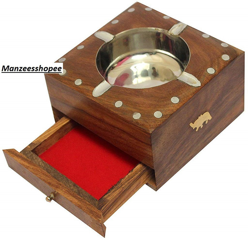 manzees Ash tray12 Brown Wood Ashtray(Pack of 1)