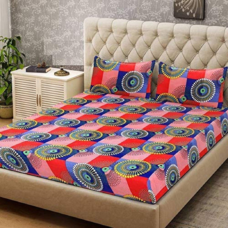 pitit custon 150 TC Polycotton Double Checkered Bedsheet(Pack of 3, Pink)