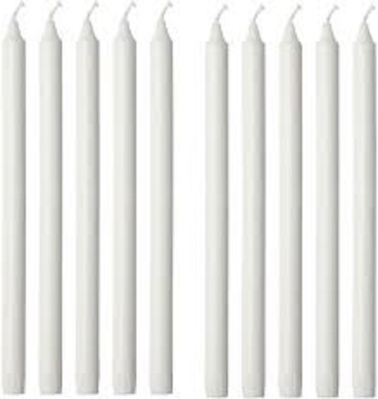 yubirth home decor candle wite Candle(White, Pack of 10)