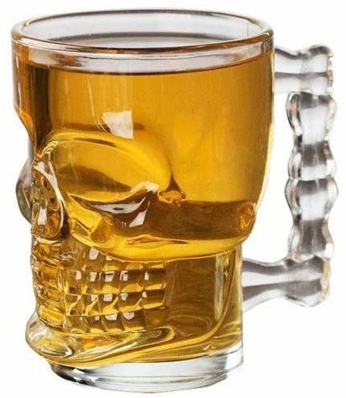tyche enterprise Skull 520 ml Whisky Beer Mug, Home & Bar Beer Mug, Crystal Clear Mug Set Glass Beer Mug(520 ml, Glass, Clear)