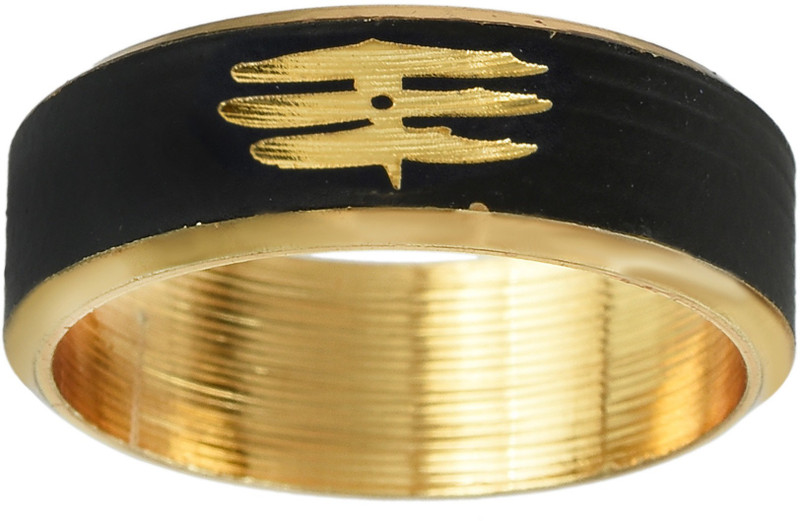 morir Lord Shiv Mahakal Brass Black Gold Engraved Finger Ring Men Women Brass Gold Plated Ring