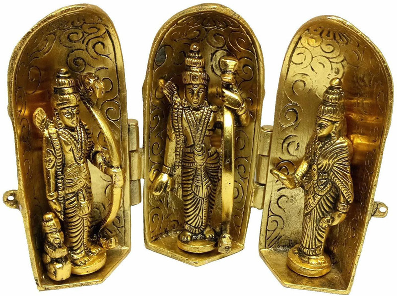 salvusappsolutions Matel Shree Ram Darbar Statue Set (Ram,Seeta,Laksham,Hanuman) Decorative Showpiece  -  14 cm(Metal, Yellow)