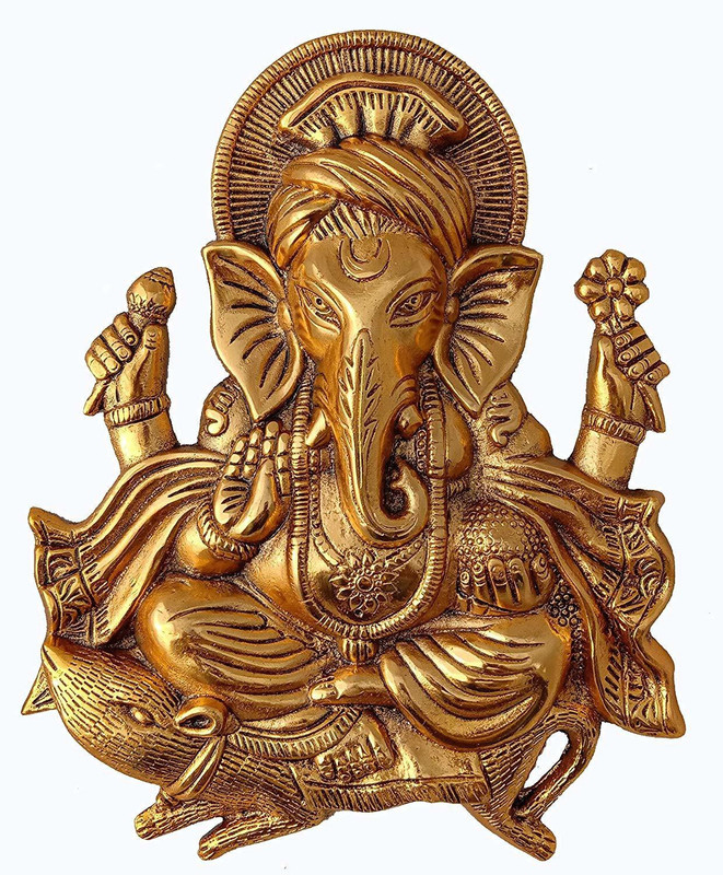 WELLWISHERS CRAFT Ganesh Wall Hanging Idol Sit On Ret Metal Beautiful Idol For Worship/Pooja/Gifting Item Home Office Use Decorative Showpiece - 27.94 cm(Metal, Gold) WELLWISHERS CRAFT Ganesh Wall Hanging Idol Sit On Ret Metal Beautiful Idol For Worship/Pooja/Gifting Item Home Office Use Decorative Showpiece - 27.94 cm(Metal, Gold)