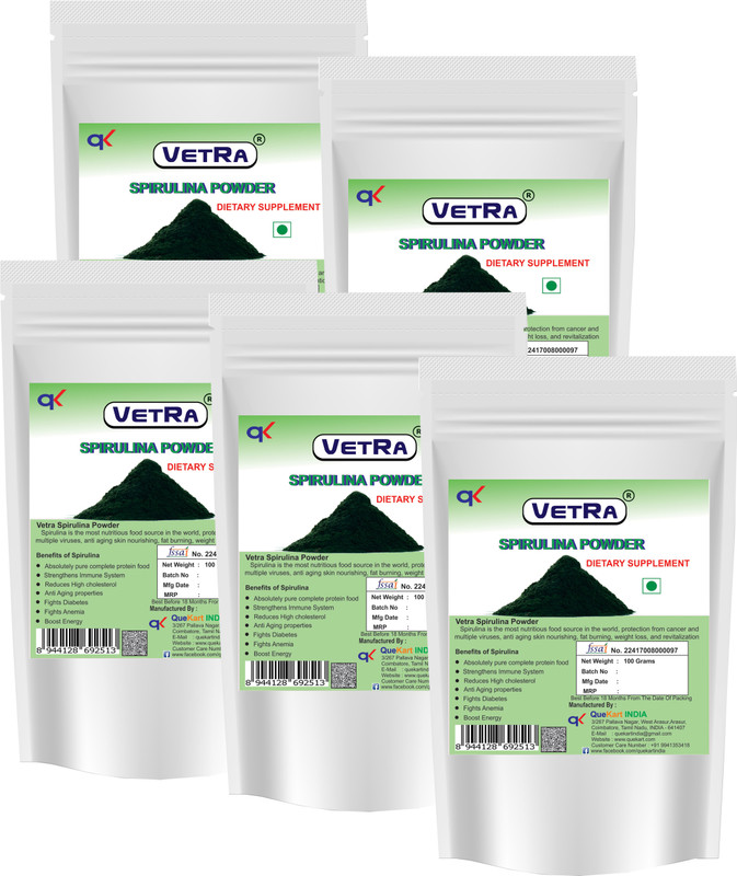 vetra Spirulina Powder (Pack of 5) - 100 Grams(500 g)