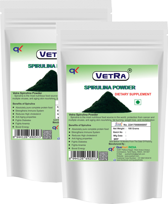 vetra Spirulina Powder - (Pack Of 2) 100 Grams(200 g)