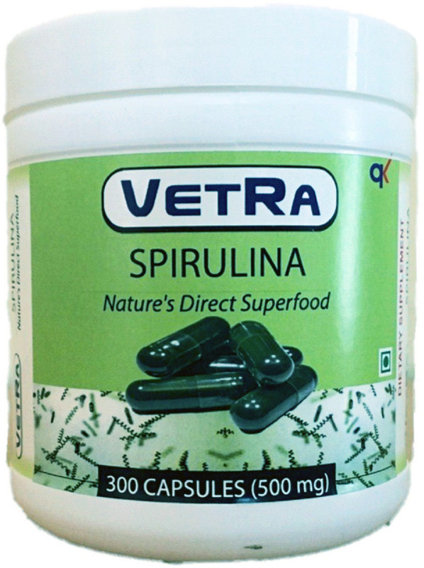 vetra Spirulina Capsules - 300 (500 Mg) capsules(1 No)