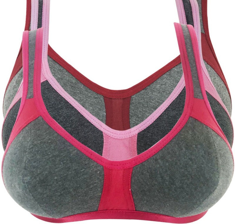 X-WELL Women Sports Non Padded Bra(Pink, Maroon, Red)