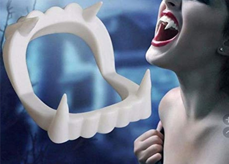 Partysanthe Vampire Dracula Teeth Halloween/Adult's Dracula Teeth Vampire Teeth Gag Toy(White)