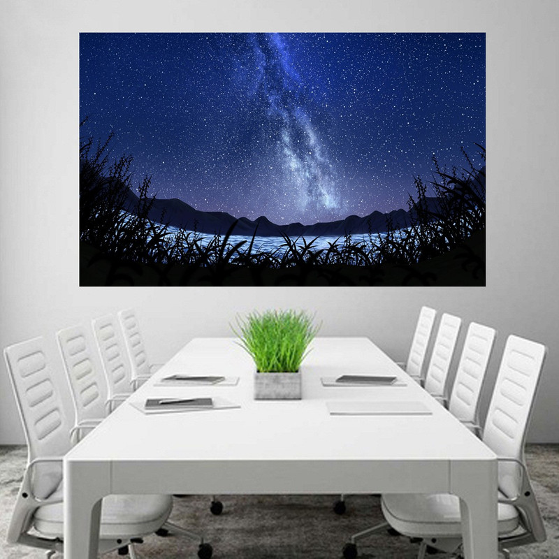 Milky Way Starry Sky Landscape Wallpaper Poster Paper Print(24 inch X 48 inch)