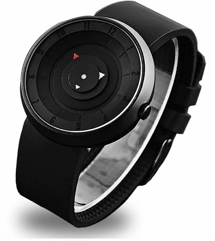 curve creation NEW-6 Unique Arrow Black Round Dial Silicon Belt Analouge Watch for Boy's and Men's Analog Watch  - For Men