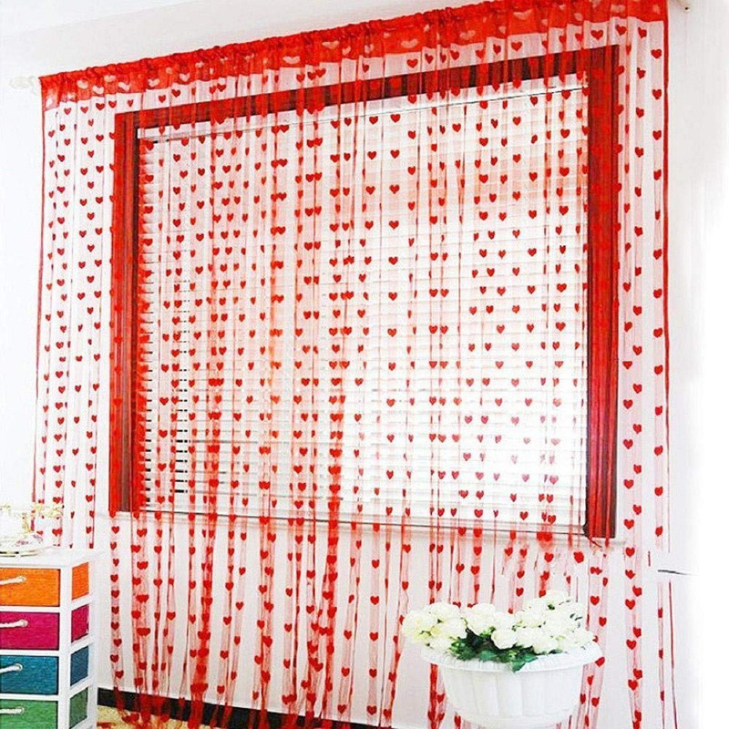 pitit custon 182 cm (6 ft) Polyester Window Curtain Single Curtain(Printed, Red)