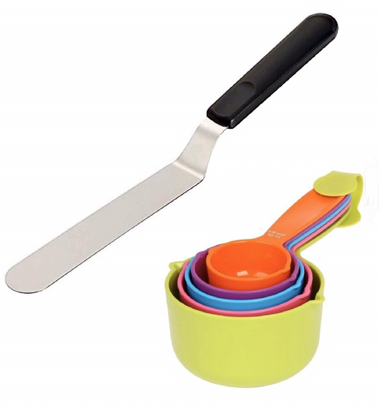 Rozatech Icing cake Knife and measuring Cup Kitchen Tool Set(Multicolor, Baking Tools, Cooking Spoon)
