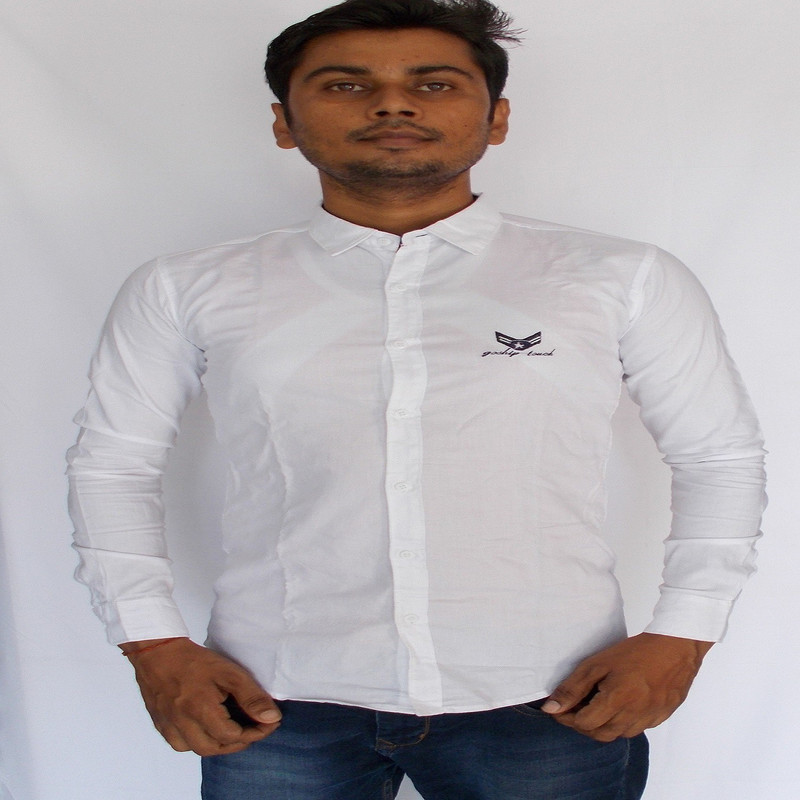 gossip and tough Men Solid Formal White Shirt