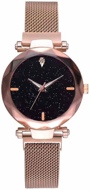 curve creation NEW-4 Luxury Mesh Magnet Buckle Starry Sky Quartz Watches for Girls Fashion Clock Mysterious Rose Gold Lady Analog Watch - for Girs Analog Watch  - For Men & Women