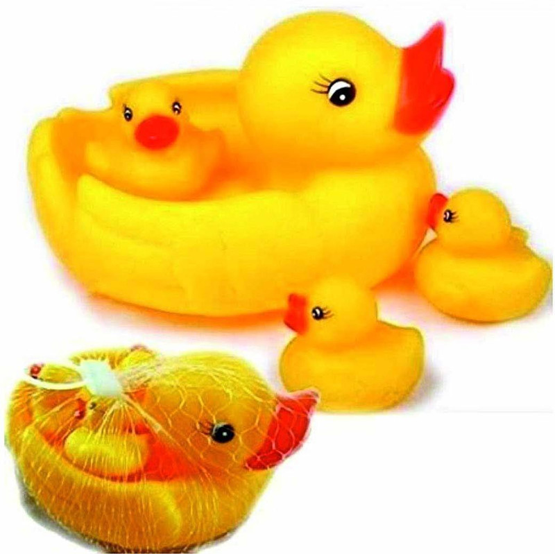 APB TRADERS Chu Chu Sound Bathtub Toys for Toddler Kids (4 PC Duck Family) Bath Toy(Yellow)