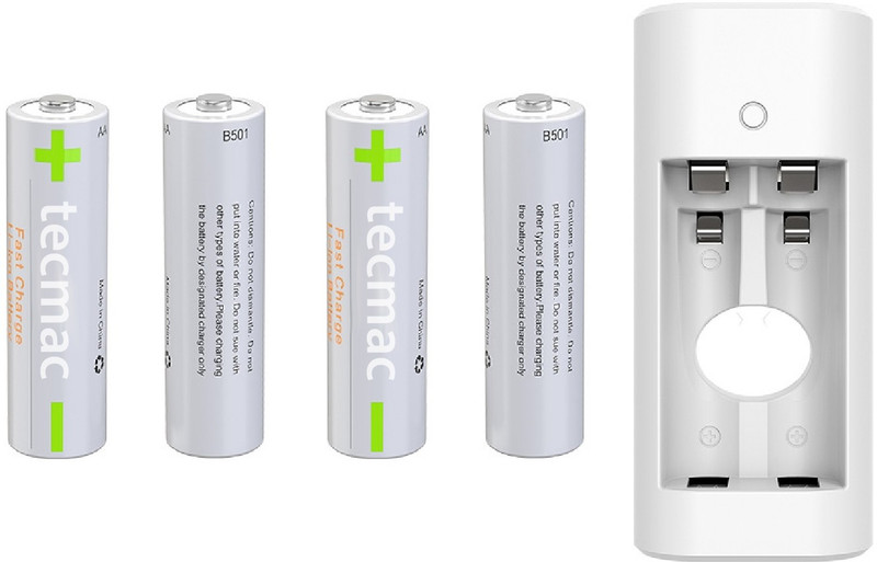 tecmac B501 Li-ion fast charge battery 2-slot USB Charger with four AA Fast Charge Li-ion battery  Battery