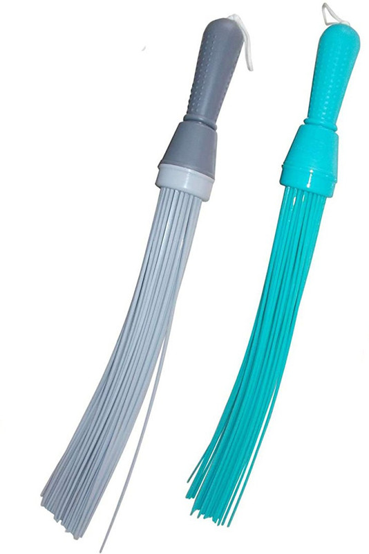 batwada Multipurpose Hard Plastic Bristles Floor Broom Duster Wiper Easy Cleaning for Bathroom Plastic Wet and Dry Broom(Multicolor, Pack of 2)