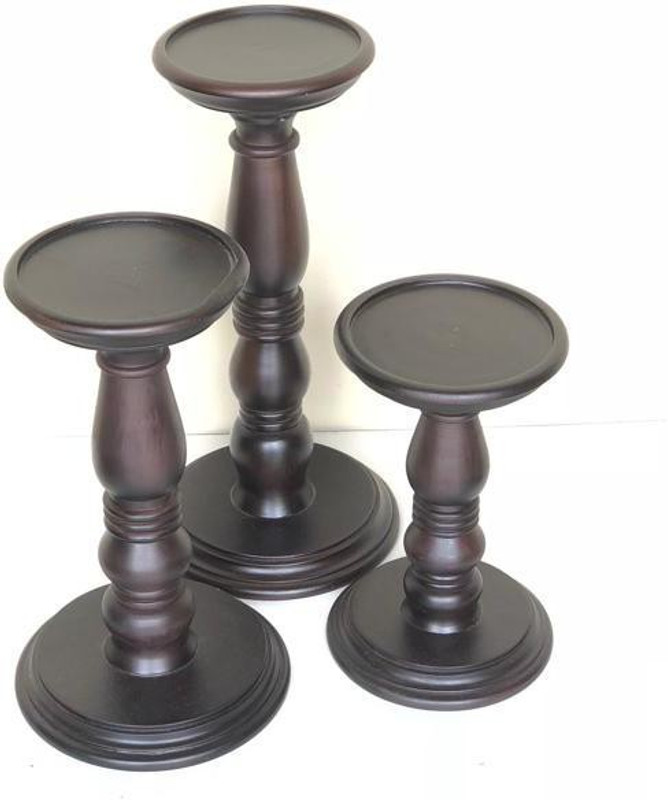 seemasanei Wooden 3 - Cup Candle Holder Set(Brown, Pack of 3)