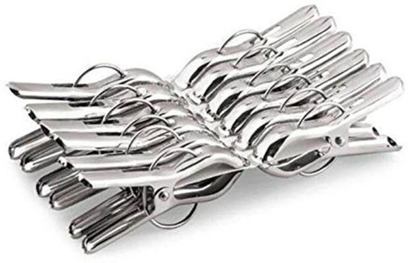 batwada Steel Clothing Clip Stainless Steel Cloth Clips(Steel Pack of 12)